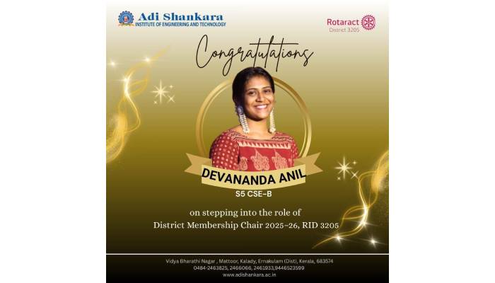 Devananda Anil Appointed as District Membership Chair, RID 3205 (2025–26)