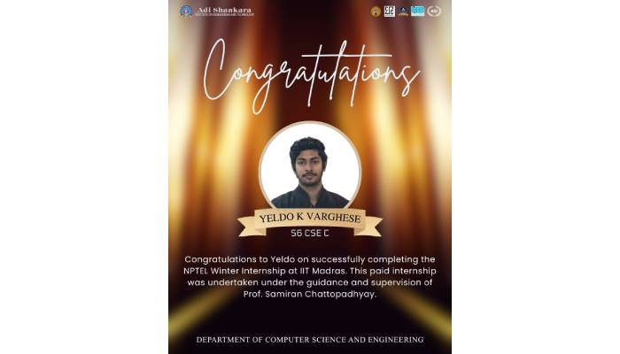 Proud Achievement by Yeldo K Varghese