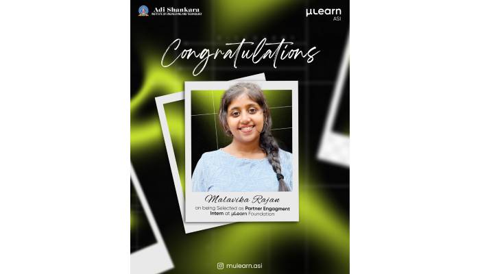 Malavika Rajan Selected for Partner Engagement Internship at muLearn Foundation