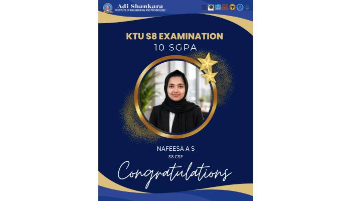 Nafeesa A S Achieves Perfect 10 SGPA in KTU S8 Examination