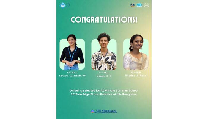 ASIET ACM Student Chapter Students Selected for ACM India Summer School 2026