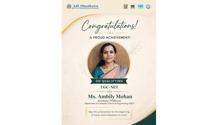 Ms. Ambily Mohan Achieves UGC-NET Qualification