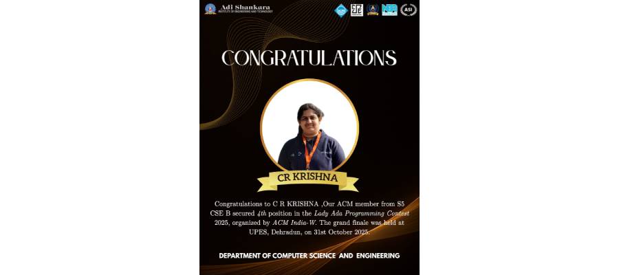 C R Krishna Achieves Top Rank in ACM India-W Contest