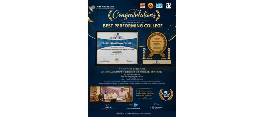 ASIET Recognized as Best Performing College in Central Zone