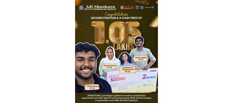 ASIET Team Wins Second Prize and ₹1.05 Lakh at Global SIGN2SOUND Competition