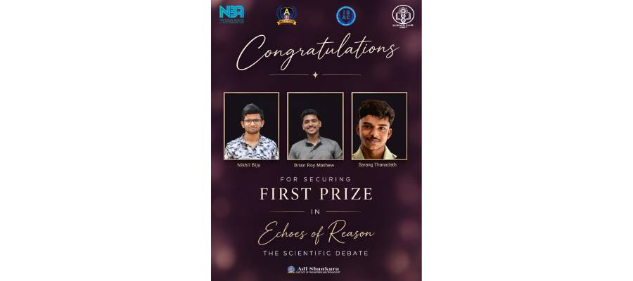 Congratulations on Securing First Prize in Echoes of Reason – The Scientific Debate