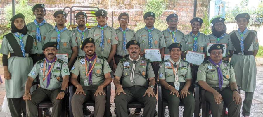 First batch of HSG Rangers and Rovers of Adi Shankara after training camp in uniform